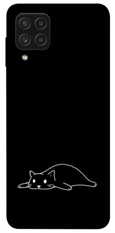 Чохол itsPrint Lazy cat для Samsung Galaxy A22 4G, black, купити оптом з доставкою