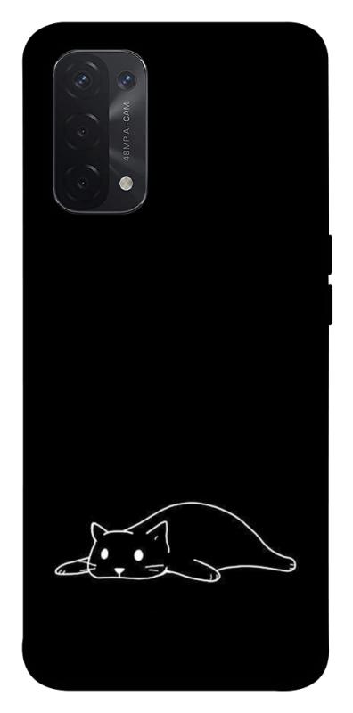 Чохол itsPrint Lazy cat для Oppo A54 4G, black, купити оптом з доставкою