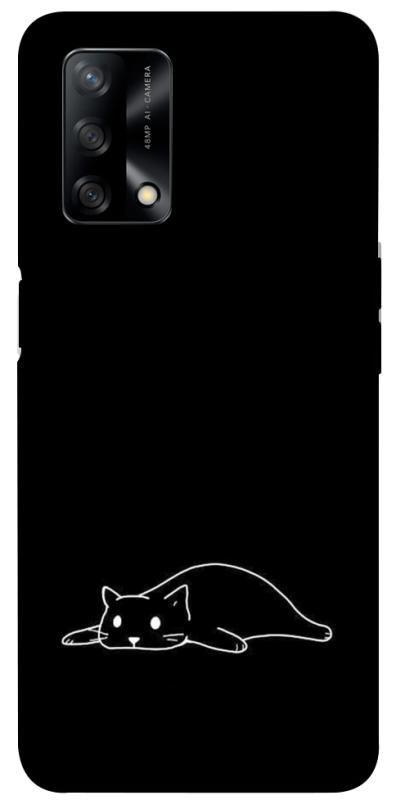 Чохол itsPrint Lazy cat для Oppo A74 4G, black, купити оптом з доставкою