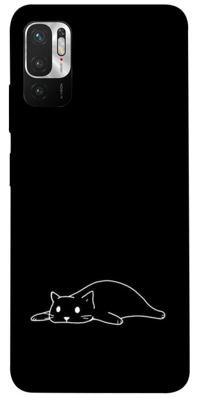 Чохол itsPrint Lazy cat для Xiaomi Redmi Note 10 5G, black, купити оптом з доставкою