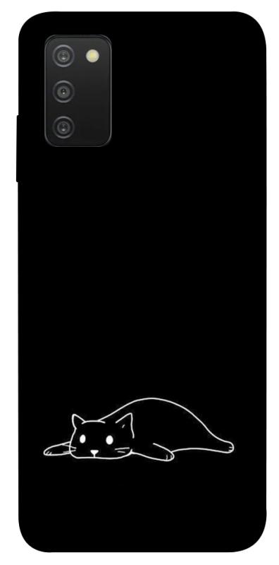 Чохол itsPrint Lazy cat для Samsung Galaxy A03s, black, купити оптом з доставкою