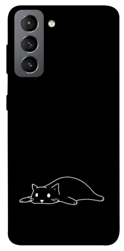 Чехол itsPrint Lazy cat для Samsung Galaxy S21 FE, black, купить оптом с доставкой