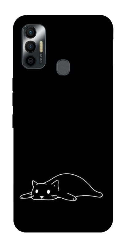 Чехол itsPrint Lazy cat для TECNO Spark 7, black, купить оптом с доставкой