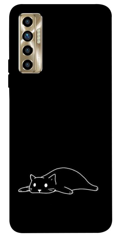 Чохол itsPrint Lazy cat для TECNO Camon 17P, black, купити оптом з доставкою