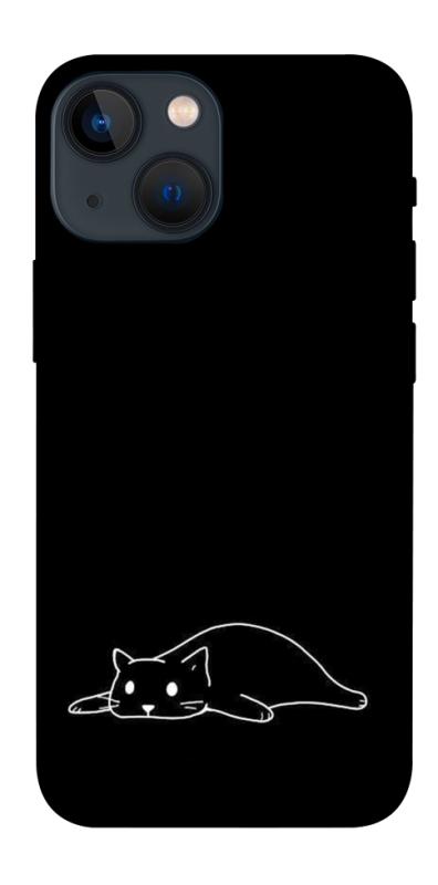 Чехол itsPrint Lazy cat для Apple iPhone 13 mini (5.4"), black, купить оптом с доставкой