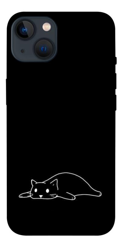 Чехол itsPrint Lazy cat для Apple iPhone 13 (6.1"), black, купить оптом с доставкой
