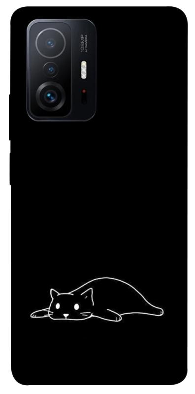 Чехол itsPrint Lazy cat для Xiaomi 11T / 11T Pro, black, купить оптом с доставкой