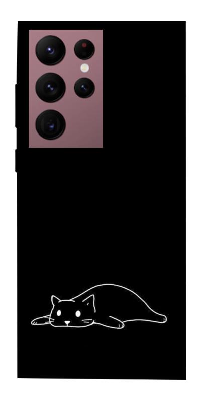 Чехол itsPrint Lazy cat для Samsung Galaxy S22 Ultra, black, купить оптом с доставкой