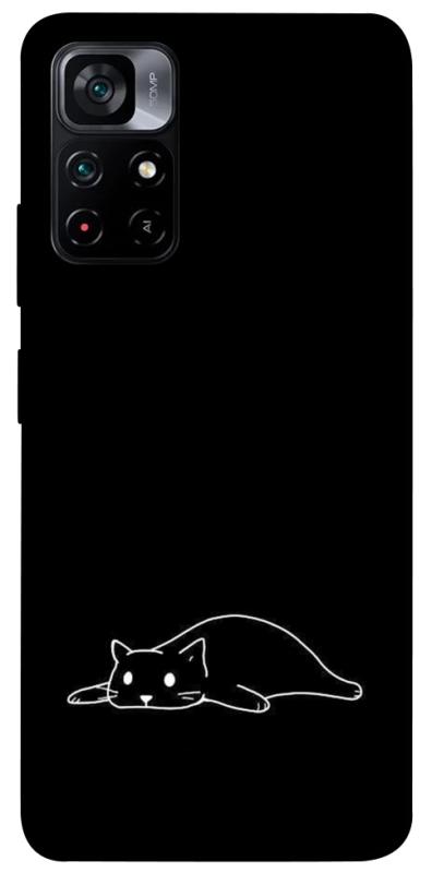 Чохол itsPrint Lazy cat для Xiaomi Poco M4 Pro 5G, black, купити оптом з доставкою