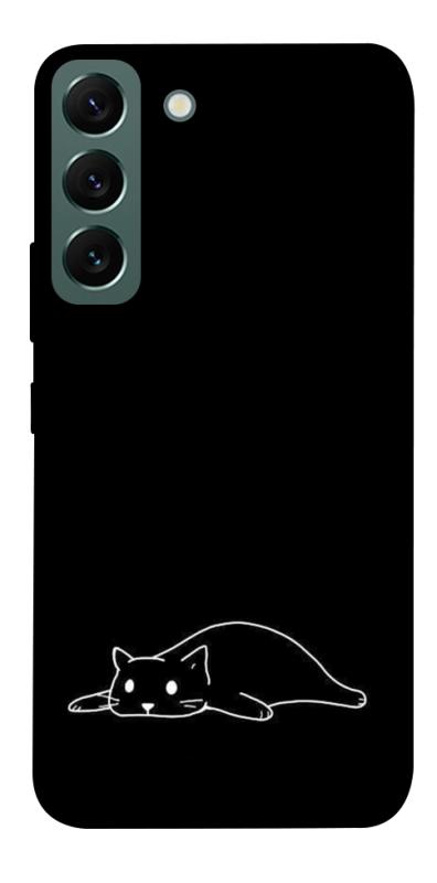 Чехол itsPrint Lazy cat для Samsung Galaxy S22, black, купить оптом с доставкой
