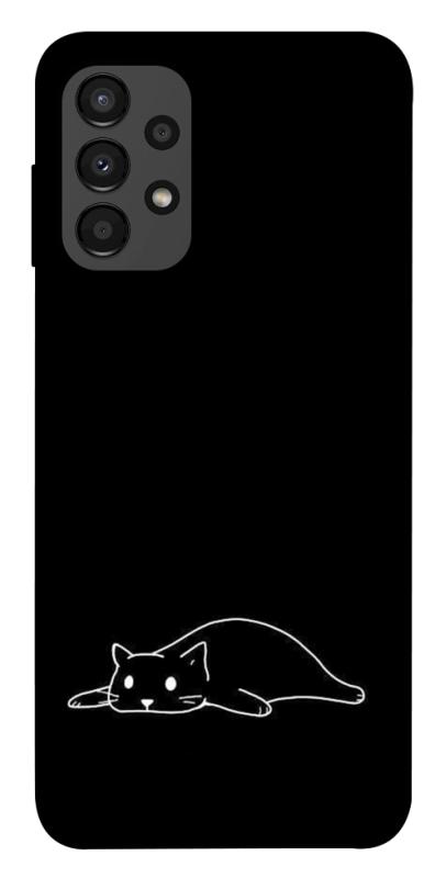 Чохол itsPrint Lazy cat для Samsung Galaxy A13 4G, black, купити оптом з доставкою