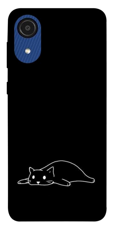 Чохол itsPrint Lazy cat для Samsung Galaxy A03 Core, black, купити оптом з доставкою