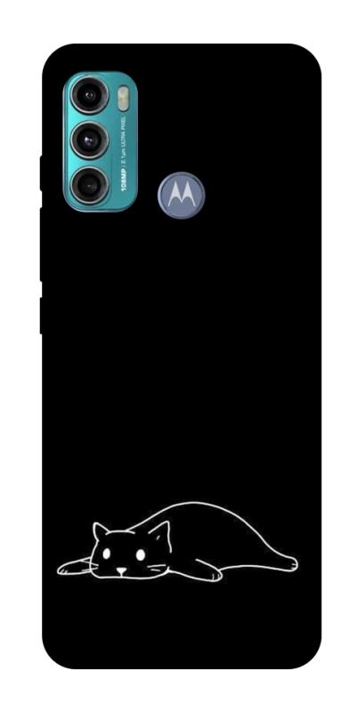 Чохол itsPrint Lazy cat для Motorola Moto G60, black, купити оптом з доставкою