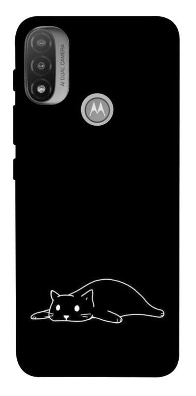 Чохол itsPrint Lazy cat для Motorola Moto E20, black, купити оптом з доставкою