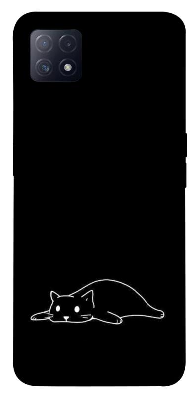 Чохол itsPrint Lazy cat для Oppo A72 5G / A73 5G, black, купити оптом з доставкою