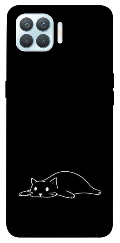 Чохол itsPrint Lazy cat для Oppo F17 Pro, black, купити оптом з доставкою