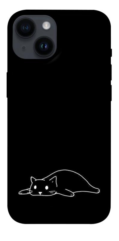 Чохол itsPrint Lazy cat для Apple iPhone 14 (6.1"), black, купити оптом з доставкою