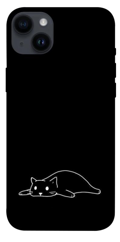 Чохол itsPrint Lazy cat для Apple iPhone 14 Plus (6.7"), black, купити оптом з доставкою