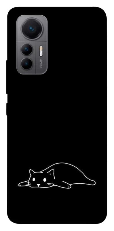 Чехол itsPrint Lazy cat для Xiaomi 12 Lite, black, купить оптом с доставкой