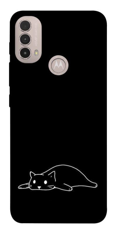Чохол itsPrint Lazy cat для Motorola Moto E40, black, купити оптом з доставкою
