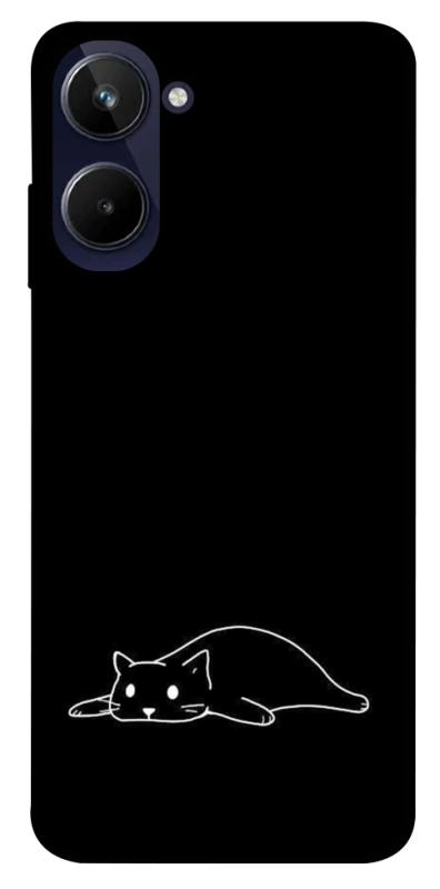 Чохол itsPrint Lazy cat для Realme 10 4G, black, купити оптом з доставкою