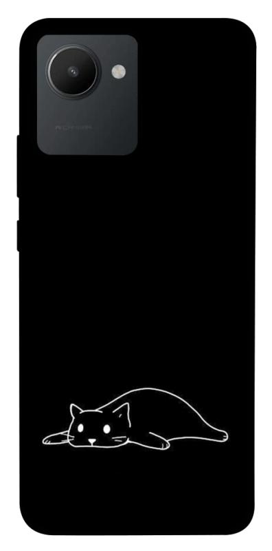 Чохол itsPrint Lazy cat для Realme C30, black, купити оптом з доставкою