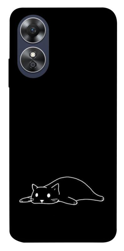 Чохол itsPrint Lazy cat для Oppo A17, black, купити оптом з доставкою