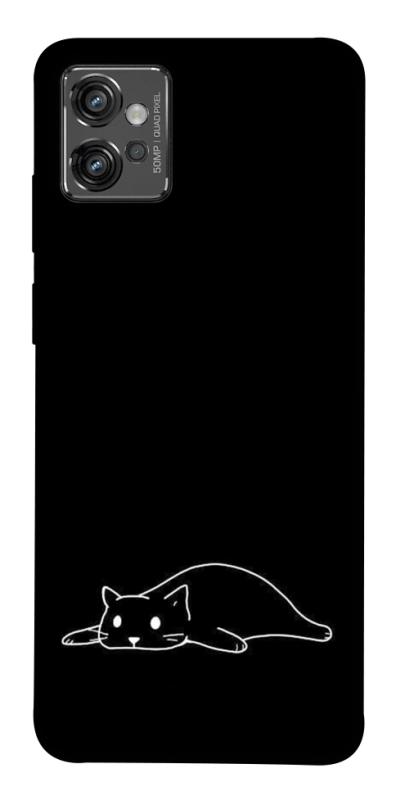 Чохол itsPrint Lazy cat для Motorola Moto G32, black, купити оптом з доставкою
