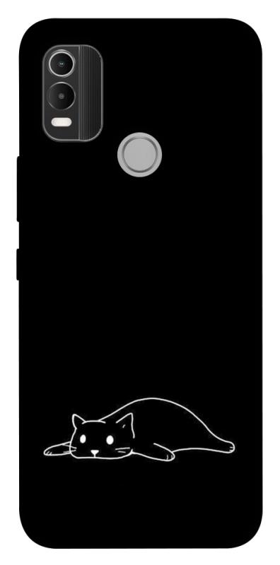 Чохол itsPrint Lazy cat для Nokia C21 Plus, black, купити оптом з доставкою