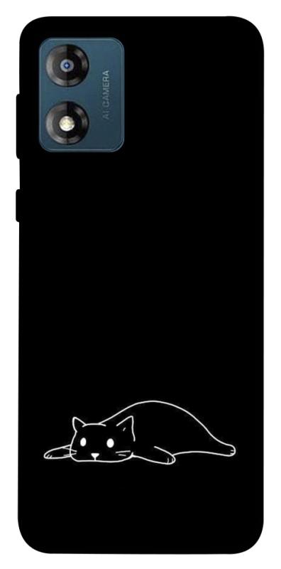 Чохол itsPrint Lazy cat для Motorola Moto E13, black, купити оптом з доставкою