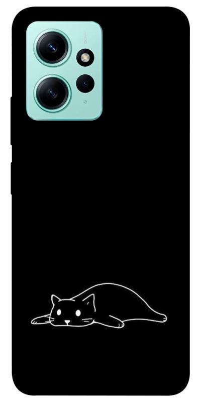 Чохол itsPrint Lazy cat для Xiaomi Redmi Note 12 4G, black, купити оптом з доставкою