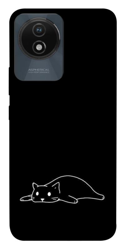 Чехол itsPrint Lazy cat для Vivo Y02, black, купить оптом с доставкой
