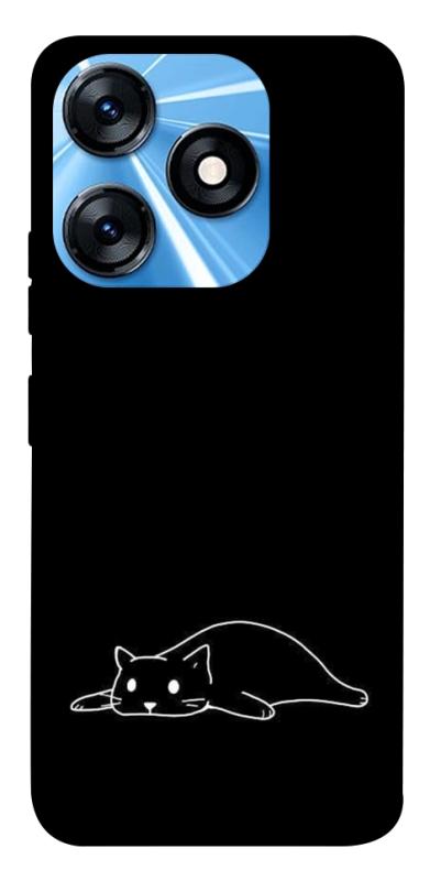 Чохол itsPrint Lazy cat для TECNO Spark 10 Pro, black, купити оптом з доставкою