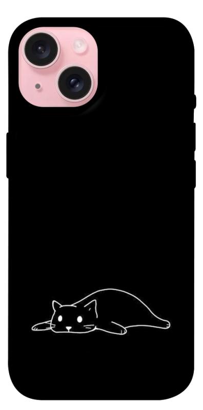 Чехол itsPrint Lazy cat для Apple iPhone 15 (6.1"), black, купить оптом с доставкой