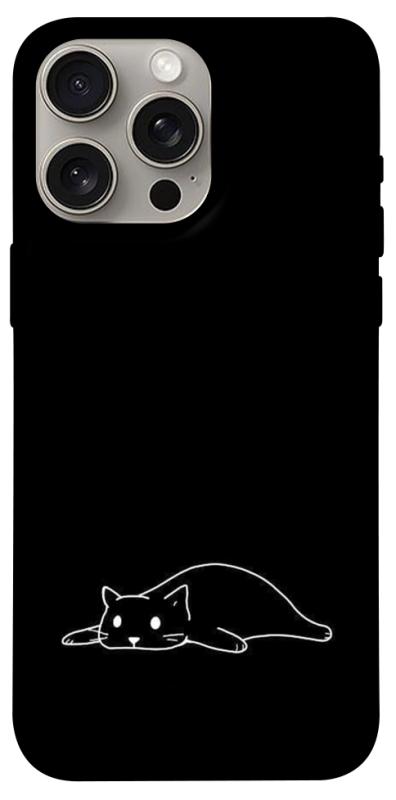 Чохол itsPrint Lazy cat для Apple iPhone 15 Pro Max (6.7"), black, купити оптом з доставкою