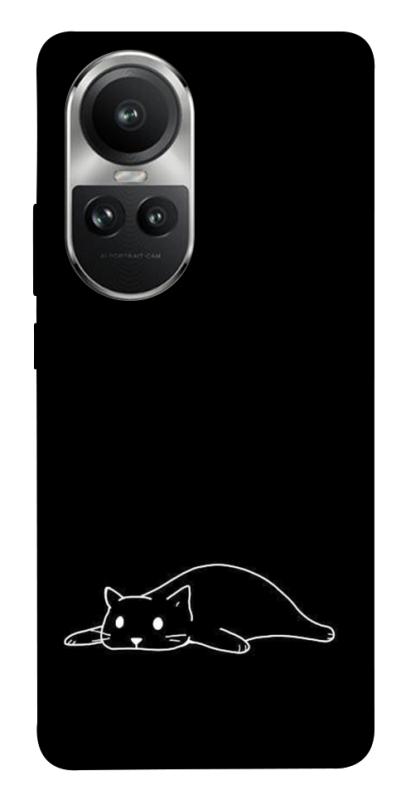 Чехол itsPrint Lazy cat для Oppo Reno 10, black, купить оптом с доставкой