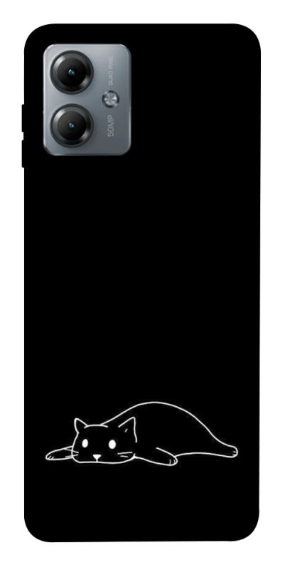 Чехол itsPrint Lazy cat для Motorola Moto G14, black, купить оптом с доставкой