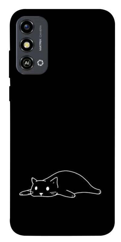 Чохол itsPrint Lazy cat для ZTE Blade A53, black, купити оптом з доставкою