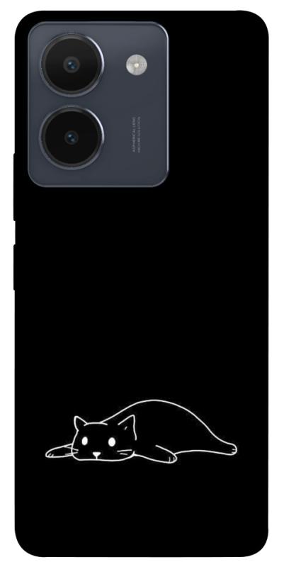 Чехол itsPrint Lazy cat для Vivo Y36, black, купить оптом с доставкой