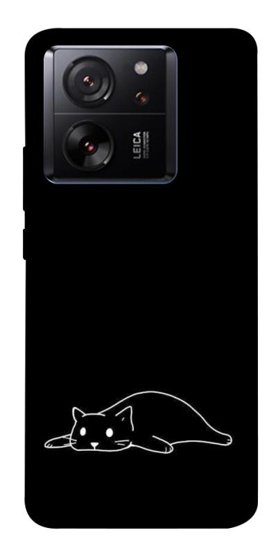Чехол itsPrint Lazy cat для Xiaomi 13T, black, купить оптом с доставкой