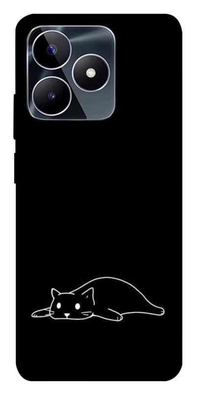 Чохол itsPrint Lazy cat для Realme C53, black, купити оптом з доставкою