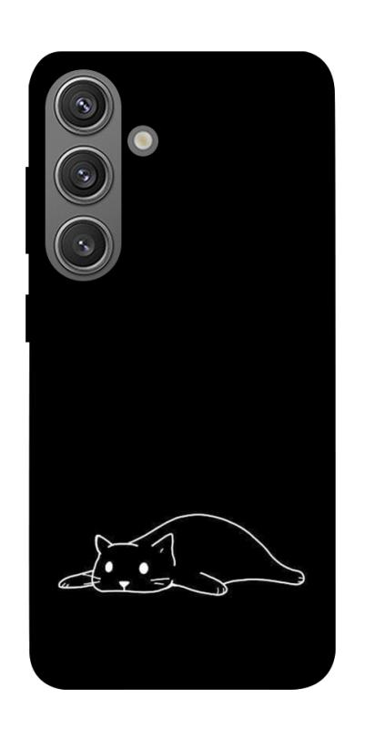 Чехол itsPrint Lazy cat для Samsung Galaxy S24, black, купить оптом с доставкой