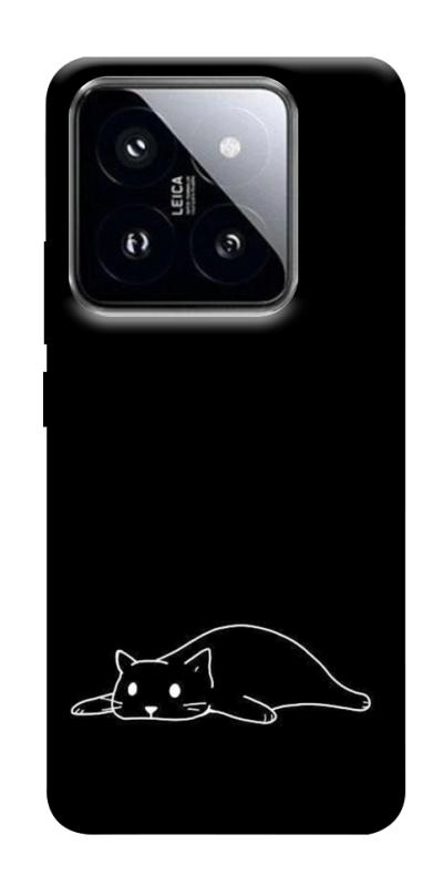 Чохол itsPrint Lazy cat для Xiaomi 14 Pro, black, купити оптом з доставкою