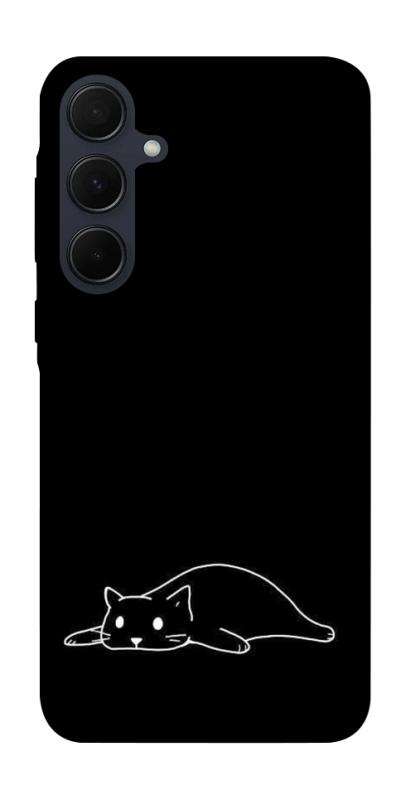 Чохол itsPrint Lazy cat для Samsung Galaxy A35, black, купити оптом з доставкою