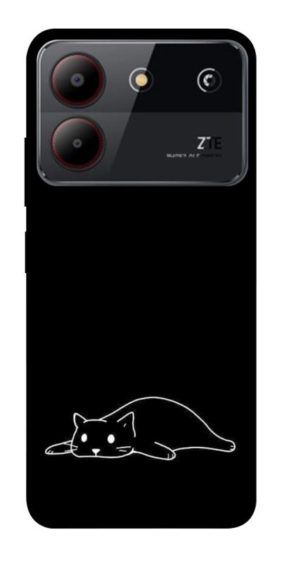 Чохол itsPrint Lazy cat для ZTE Blade A54 4G, black, купити оптом з доставкою