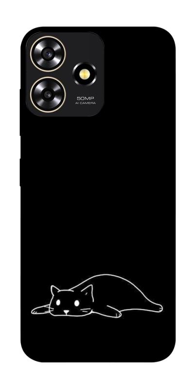 Чехол itsPrint Lazy cat для ZTE Blade A73 4G, black, купить оптом с доставкой