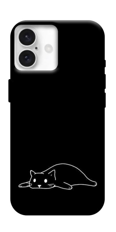 Чохол itsPrint Lazy cat для Apple iPhone 16 Plus (6.7"), black, купити оптом з доставкою