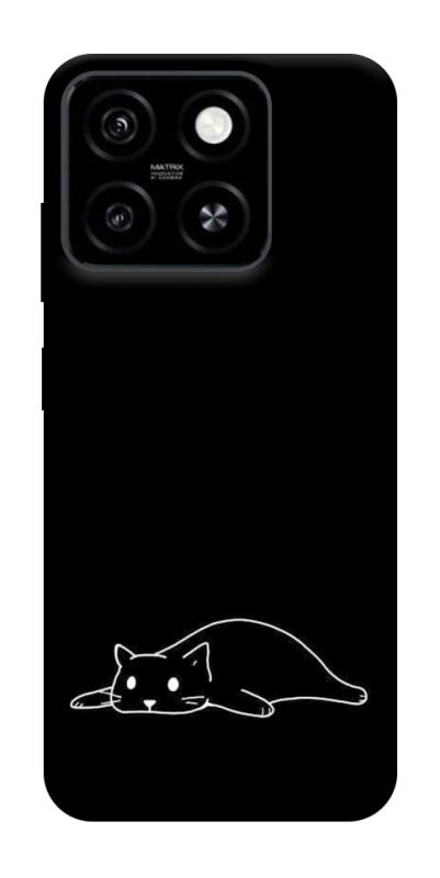 Чохол itsPrint Lazy cat для ZTE Blade A55 4G, black, купити оптом з доставкою