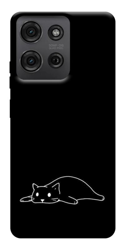 Чохол itsPrint Lazy cat для Motorola Moto G75 5G, black, купити оптом з доставкою
