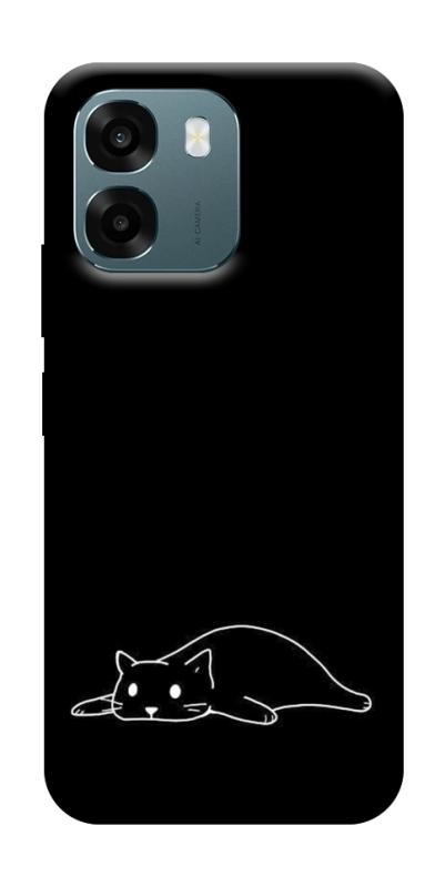 Чехол itsPrint Lazy cat для Oppo A6, black, купить оптом с доставкой